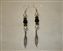 Blush cream and Black Silver plated earrings with feather