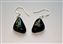 3 Glass & Silver Triangular Dichroic glass Turquoise and Gold on Black