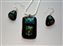 Turquoise-Gold Dichroic pattern on black glass with 925 silver fitting and necklace & Earrings