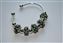 925 Silver bracelet with 6 Mixed  green- white flameworked beads silver inserts